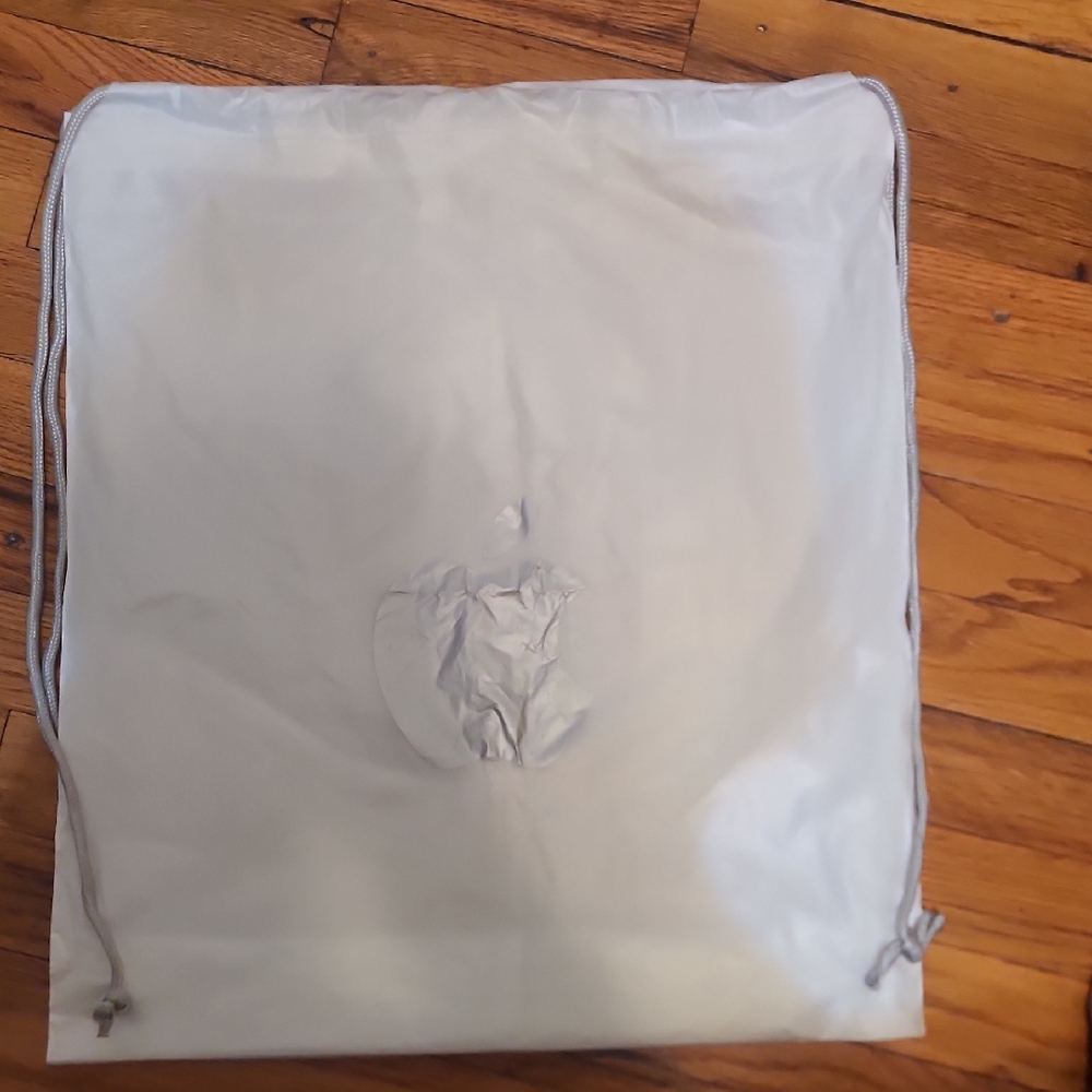 Apple Plastic White Drawstring Bag